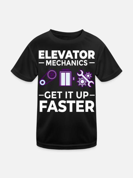 Aufzug Aufzugsanlage Techniker Fahrstuhl Lift - Kinder Funktions-T-Shirt - Schwarz - Vorne