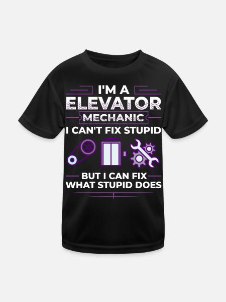 Aufzug Aufzugsanlage Techniker Fahrstuhl Lift - Kinder Funktions-T-Shirt - Schwarz - Vorne
