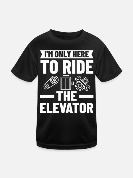 Aufzug Aufzugsanlage Techniker Fahrstuhl Lift - Kinder Funktions-T-Shirt - Schwarz - Vorne