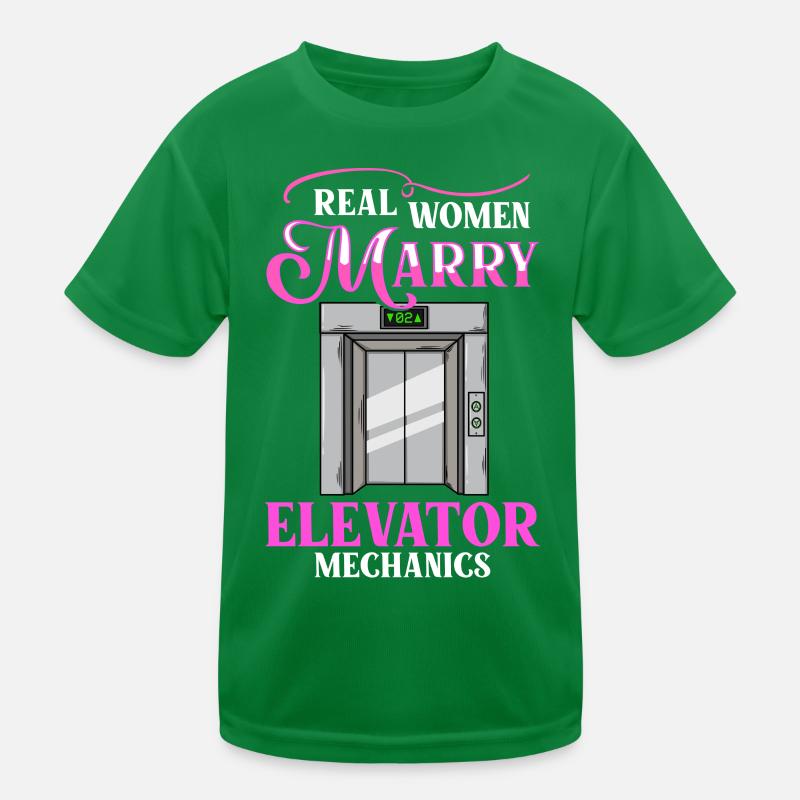 Elevator Elevator System Technician Woman Elevator Elevator Kids Functional T-Shirt
