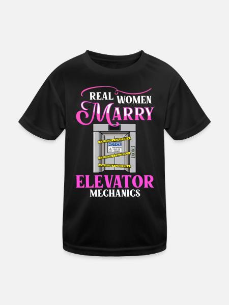 Elevator Elevator System Technician Woman Elevator Elevator - Kids Functional T-Shirt - black - Front