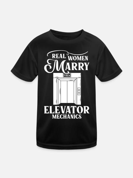Elevator Elevator System Technician Woman Elevator Elevator - Kids Functional T-Shirt - black - Front