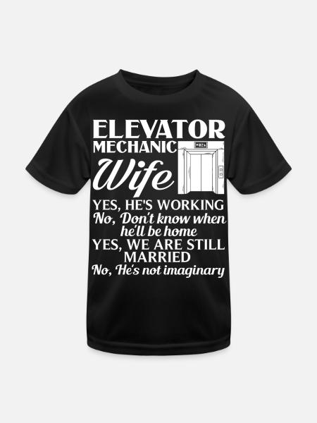 Elevator Elevator System Technician Woman Elevator Elevator - Kids Functional T-Shirt - black - Front