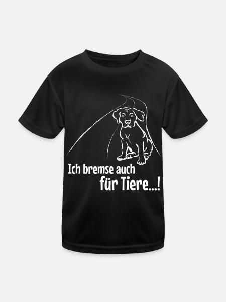 Ich Bremse Auch Für Tiere Hund - Kinder Funktions-T-Shirt - Schwarz - Vorne