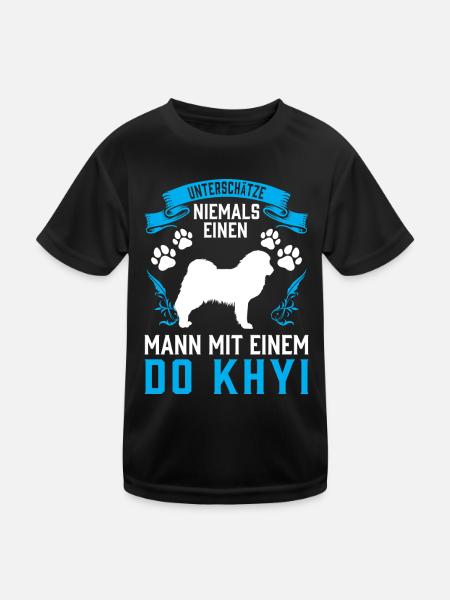 Mann mit Do Khyi Tibetmastiff Tibetdogge - Kinder Funktions-T-Shirt - Schwarz - Vorne