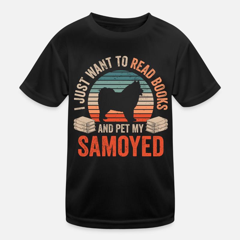 Lesen und Samojede streicheln Samojedenspitz Kinder Funktions-T-Shirt