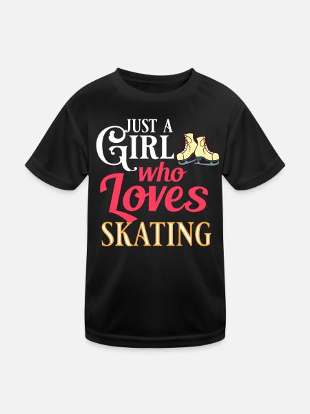 Eiskunstlauf Eisläufer Schlittschuhe Eislaufen - Kinder Funktions-T-Shirt - Schwarz - Vorne