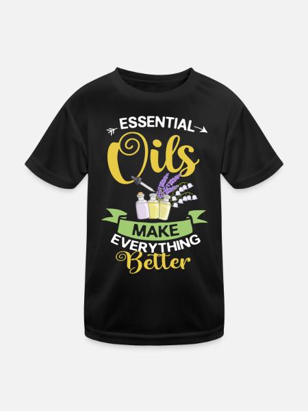 Essential Oil Diffuser Aromatherapy Plants - Kids Functional T-Shirt - black - Front