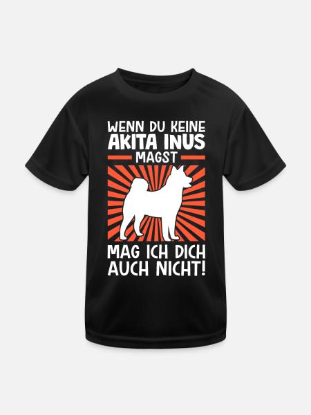 Akita Inu nicht mögen japanischer Spitz - Kinder Funktions-T-Shirt - Schwarz - Vorne