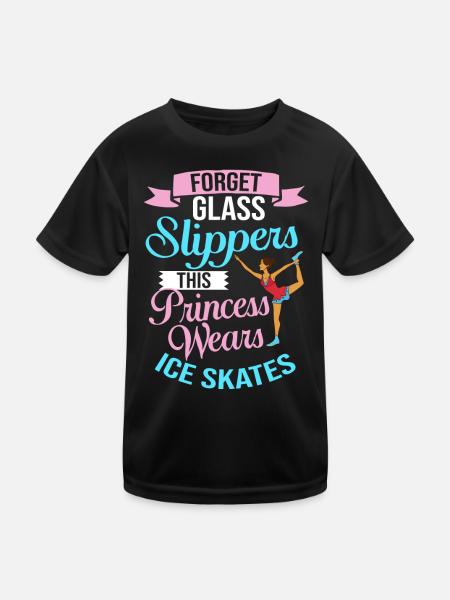 Eiskunstlauf Eisläufer Schlittschuhe Eislaufen - Kinder Funktions-T-Shirt - Schwarz - Vorne