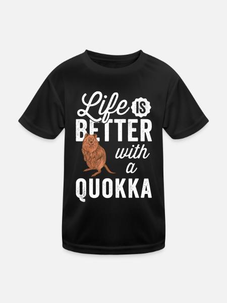 Alles ist besser mit Quokkas Beuteltier Quokka - Kinder Funktions-T-Shirt - Schwarz - Vorne