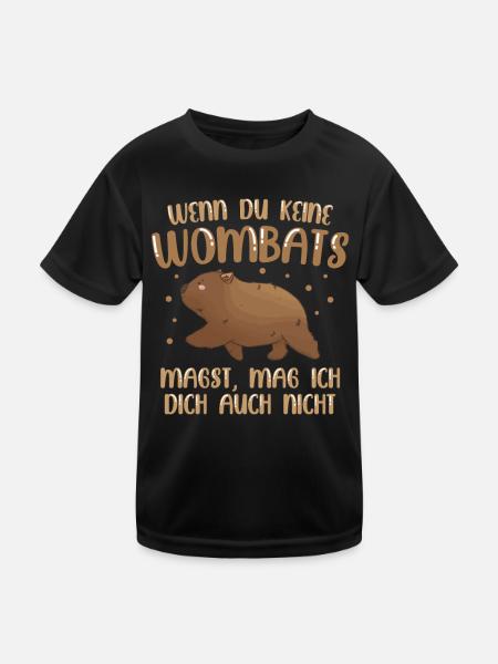 Wombats nicht mögen Beuteltier Wombat - Kinder Funktions-T-Shirt - Schwarz - Vorne