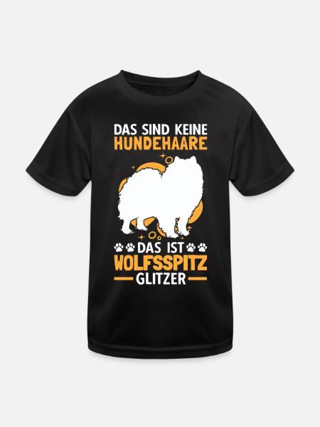 Wolfsspitz Glitzer deutscher Spitz Keeshond - Kinder Funktions-T-Shirt - Schwarz - Vorne
