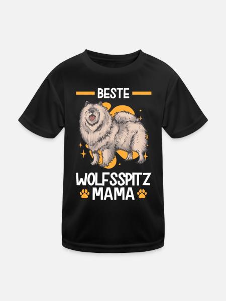 Wolfsspitz Mama deutscher Spitz Keeshond - Kinder Funktions-T-Shirt - Schwarz - Vorne