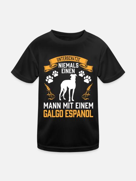 Unterschätze nie einen Mann mit Galgo Espanol - Kinder Funktions-T-Shirt - Schwarz - Vorne
