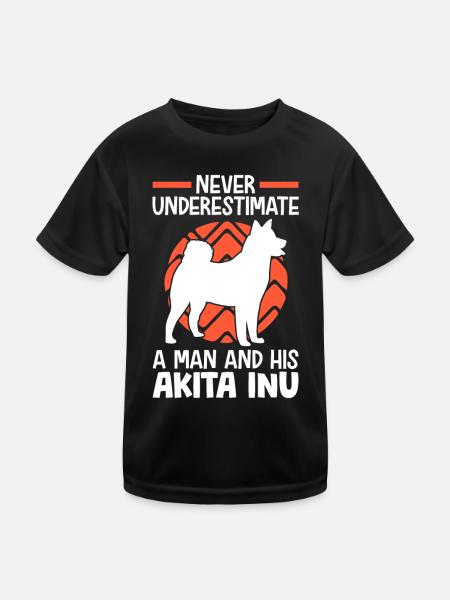 Femme avec Akita Inu Spitz japonais - T-shirt sport Enfant - noir - Devant