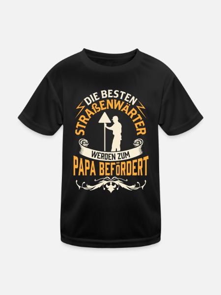 Straßenwärter wird Papa Straßenwart - Kinder Funktions-T-Shirt - Schwarz - Vorne
