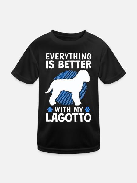 Everything better with Lagotto Romagnolo Truffle Dog - Kids Functional T-Shirt - black - Front