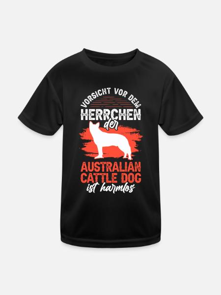 Australian Cattle Dog Herrchen Treibhund - Kinder Funktions-T-Shirt - Schwarz - Vorne