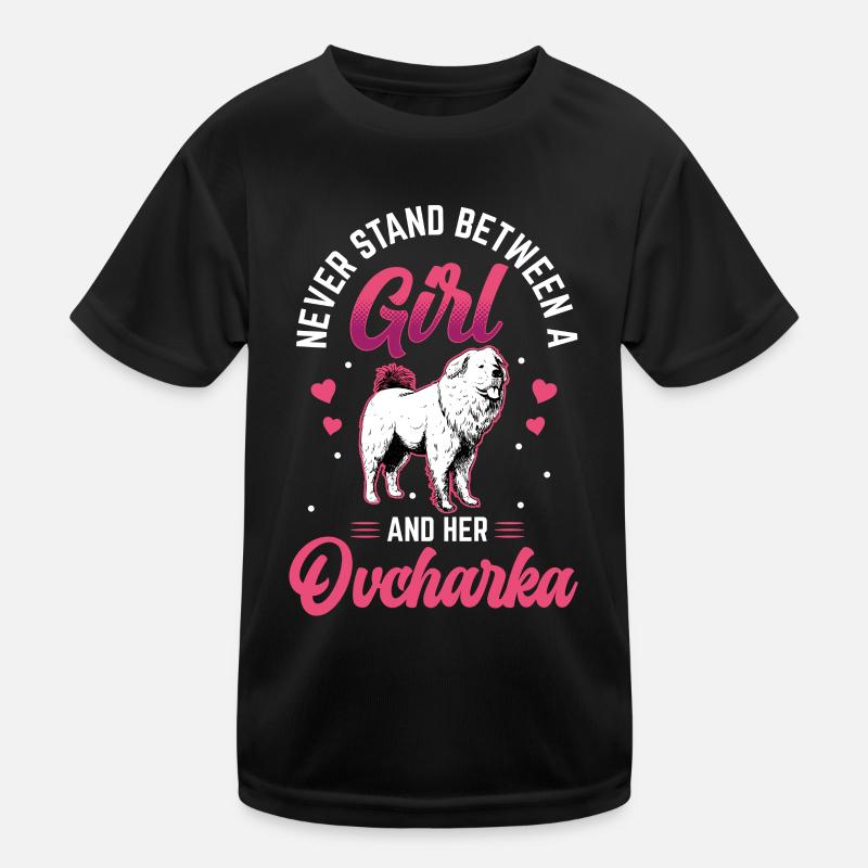 Fille et son Ovcharka Caucasian Ovcharka T-shirt sport Enfant