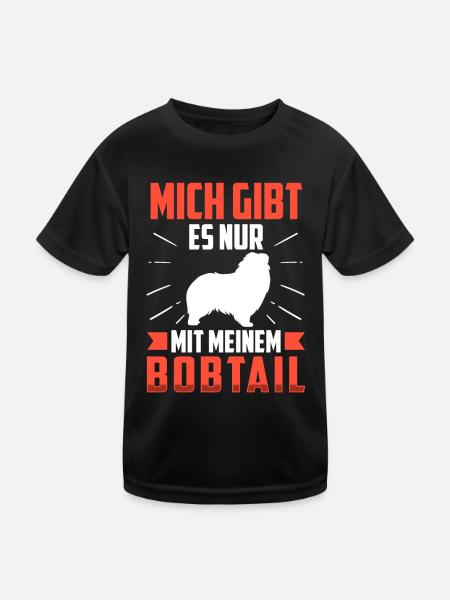 Nur mit meinem Bobtail Old English Sheepdog - Kinder Funktions-T-Shirt - Schwarz - Vorne