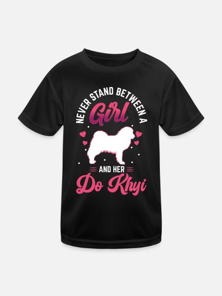 Girl and Do Khyi Tibetmastiff Great Dane - Kids Functional T-Shirt - black - Front