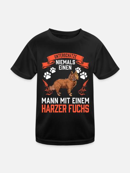 Mann mit Harzer Fuchs unterschätzen Hütefuchs - Kinder Funktions-T-Shirt - Schwarz - Vorne