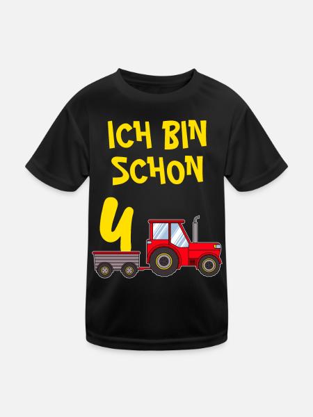 4 Jahre Junge 4. Geburtstag - Kinder Funktions-T-Shirt - Schwarz