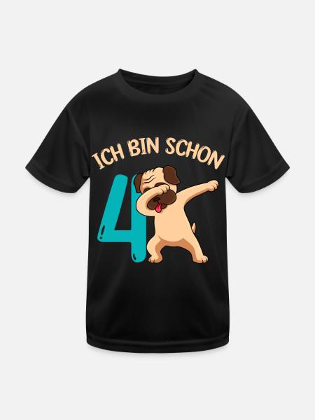 Ich bin 4 Jahre 4. Geburtstag - Kinder Funktions-T-Shirt - Schwarz - Vorne