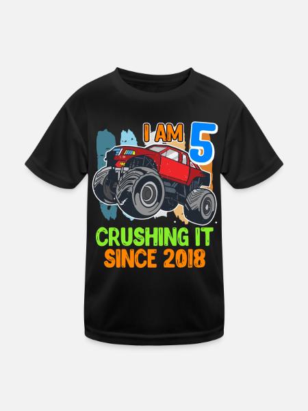 5ème anniversaire garçon 5 ans fils enfant - T-shirt sport Enfant - noir - Devant