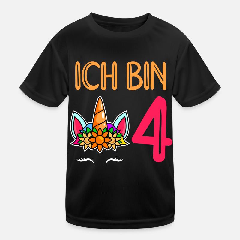 4. Geburtstag Mädchen 4 Jahre - Kinder Funktions-T-Shirt - Schwarz