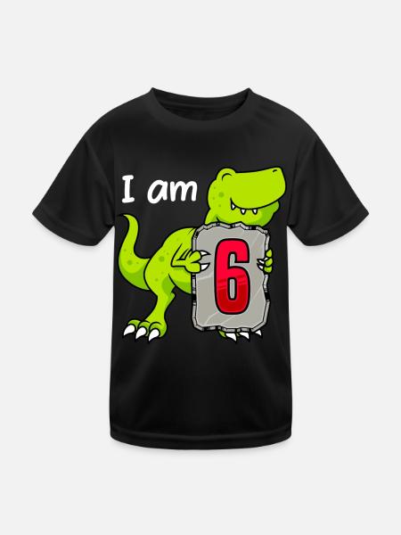6ème anniversaire Dino Junge 6 ans - T-shirt sport Enfant - noir - Devant