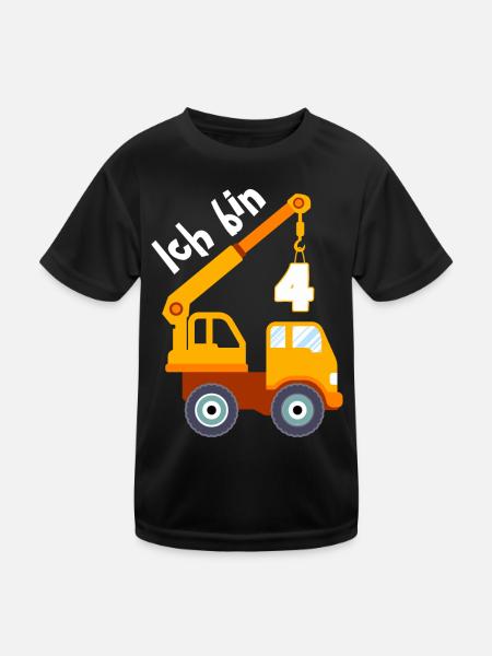 Ich bin 4 Jahre 4. Geburtstag - Kinder Funktions-T-Shirt - Schwarz - Vorne