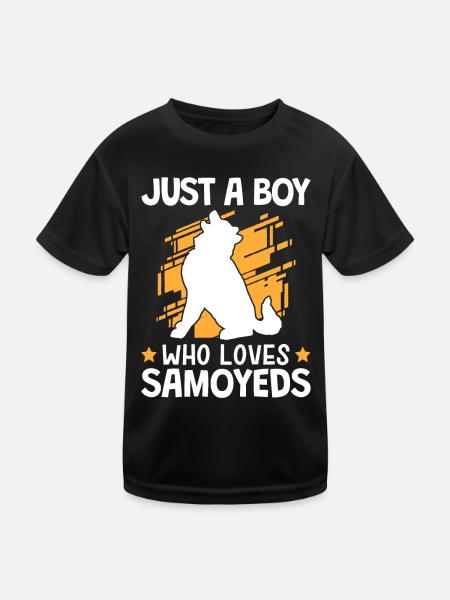 Garçon qui aime Samoyèdes Samoyèdes Nordiques Samoyède - T-shirt sport Enfant - noir - Devant