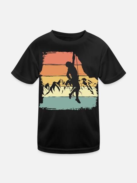 Klettern retro vintage - Kinder Funktions-T-Shirt - Schwarz - Vorne