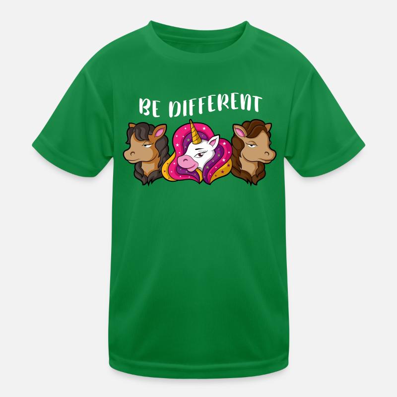 Drôle de licorne disant BE DIFFERENT T-shirt sport Enfant