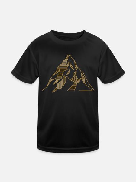 Outdoor Berg Gipfel Silhouette MTB - Kinder Funktions-T-Shirt - Schwarz - Vorne