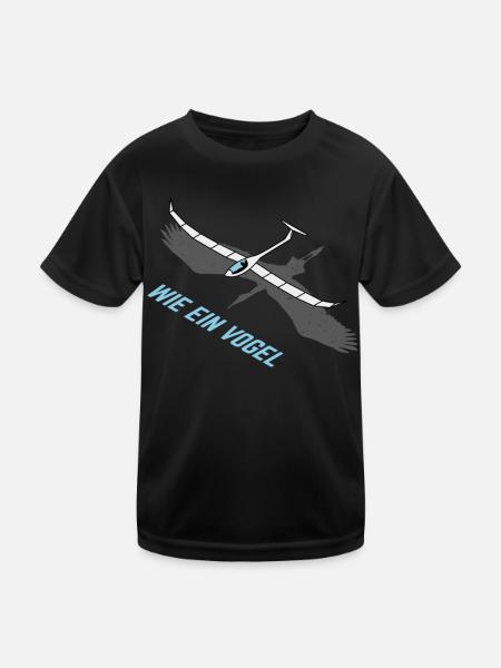 Segelflug Fliegen Lustiger Segelflieger Spruch - Kinder Funktions-T-Shirt - Schwarz - Vorne