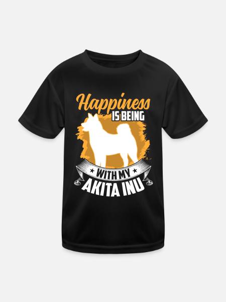 Akita Inu makes Japanese Akita Inu happy - Kids Functional T-Shirt - black - Front