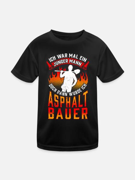 Asphaltbauer war mal jung Straßenbauer - Kinder Funktions-T-Shirt - Schwarz - Vorne