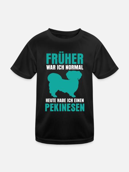 Pekinese früher normal Peking-Palasthund - Kinder Funktions-T-Shirt - Schwarz - Vorne