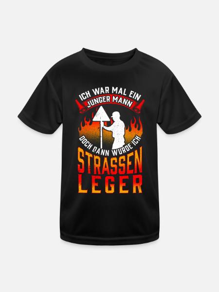 Straßenwärter war mal jung Straßenbauer - Kinder Funktions-T-Shirt - Schwarz - Vorne