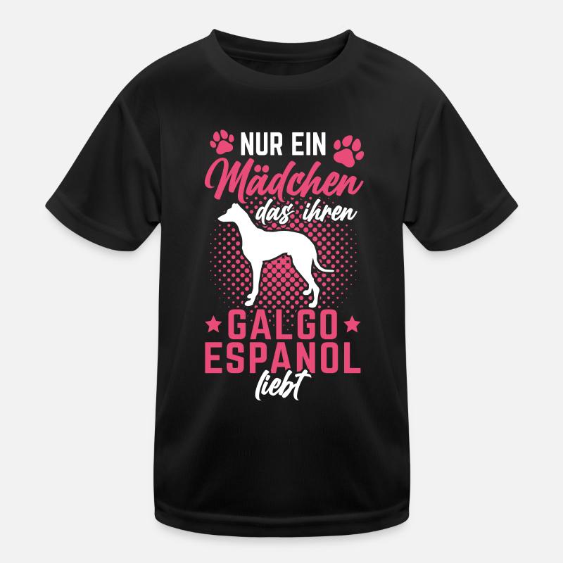 Mädchen liebt Galgo Espanol Spanischer Windhund Kinder Funktions-T-Shirt