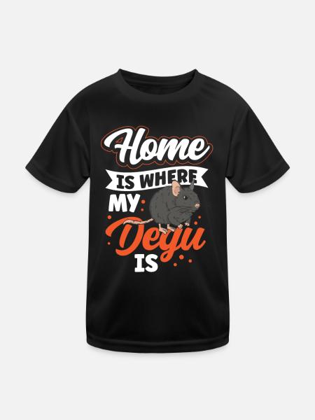 Degu ist mein Zuhause Nagetier Stauchratte - Kinder Funktions-T-Shirt - Schwarz - Vorne