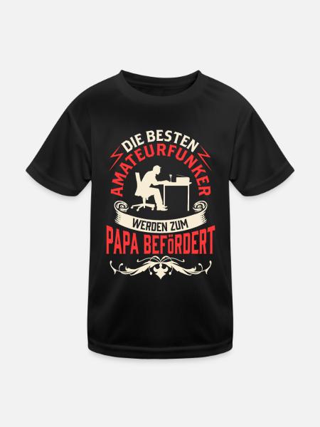 Amateurfunker wird zum Papa Funkamateur - Kinder Funktions-T-Shirt - Schwarz - Vorne