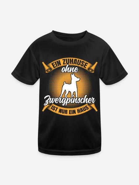 Ohne Zwergpinscher nur ein Haus Rehpinscher - Kinder Funktions-T-Shirt - Schwarz - Vorne