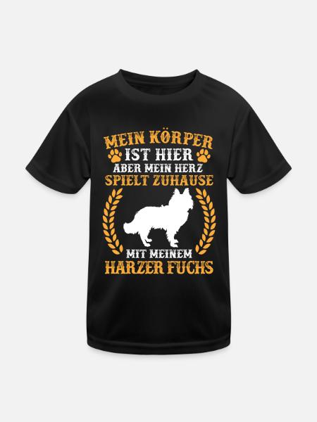 Spiele mit Harzer Fuchs altdeutscher Hütefuchs - Kinder Funktions-T-Shirt - Schwarz - Vorne