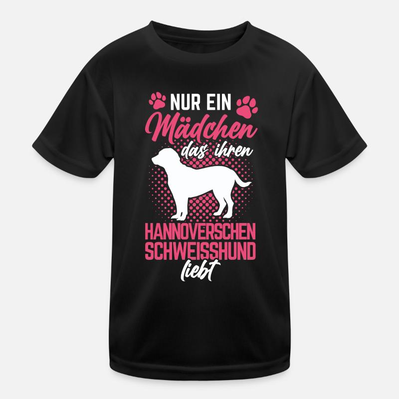 Mädchen das Hannoverscher Schweißhund liebt Kinder Funktions-T-Shirt