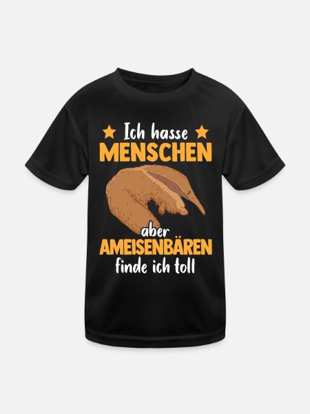 Ameisenbären finde ich toll Ameisenfresser - Kinder Funktions-T-Shirt - Schwarz - Vorne