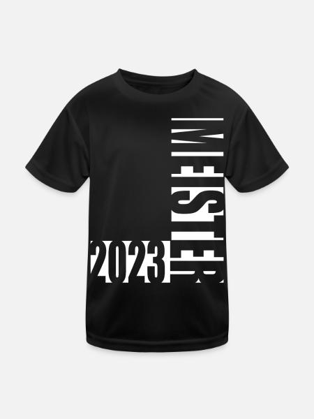 Meister 2023 Aufstiegstrikot Aufstieg 23 - Kinder Funktions-T-Shirt - Schwarz - Vorne